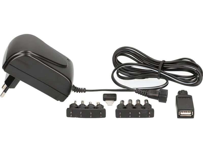 Max Hauri Steckernetzteil Universal 18 W, 3 - 12 V, 1500 mA Universal-Steckernetzgerät mit 9 verschiedenen Anschlusssteckern