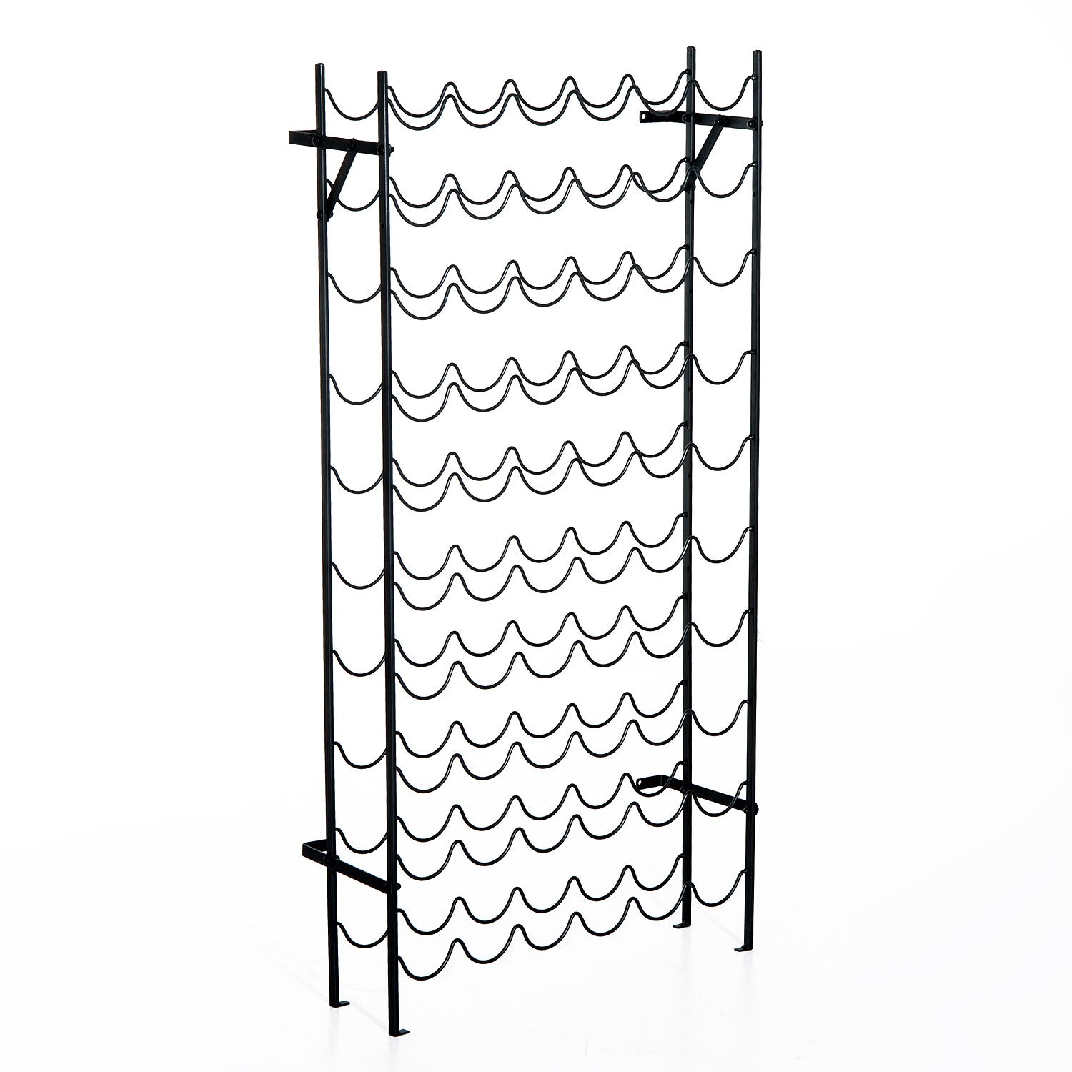 HOMCOM Weinregal mit 10 Fächerebenen schwarz 63 x 20,5 x 118 cm (LxBxH)