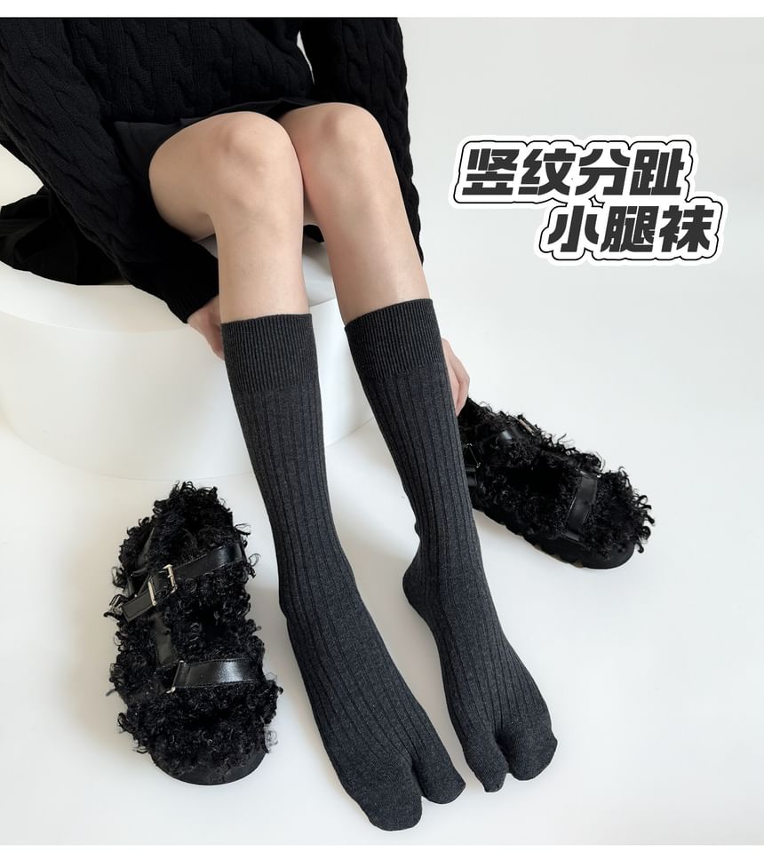 Allinya - Geribbelde kniehoge Tabi-sokken