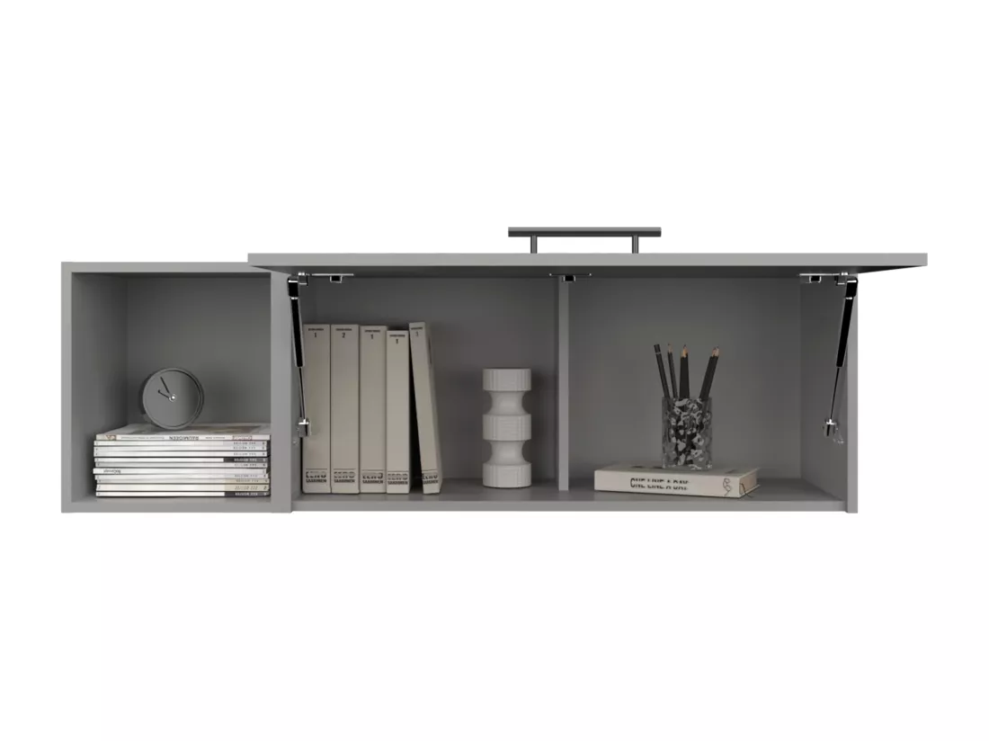 Armoire murale en mélamine avec 3 étagères et porte battante supérieure , Gris , 37.8 cm X 119.9 cm X 33 cm