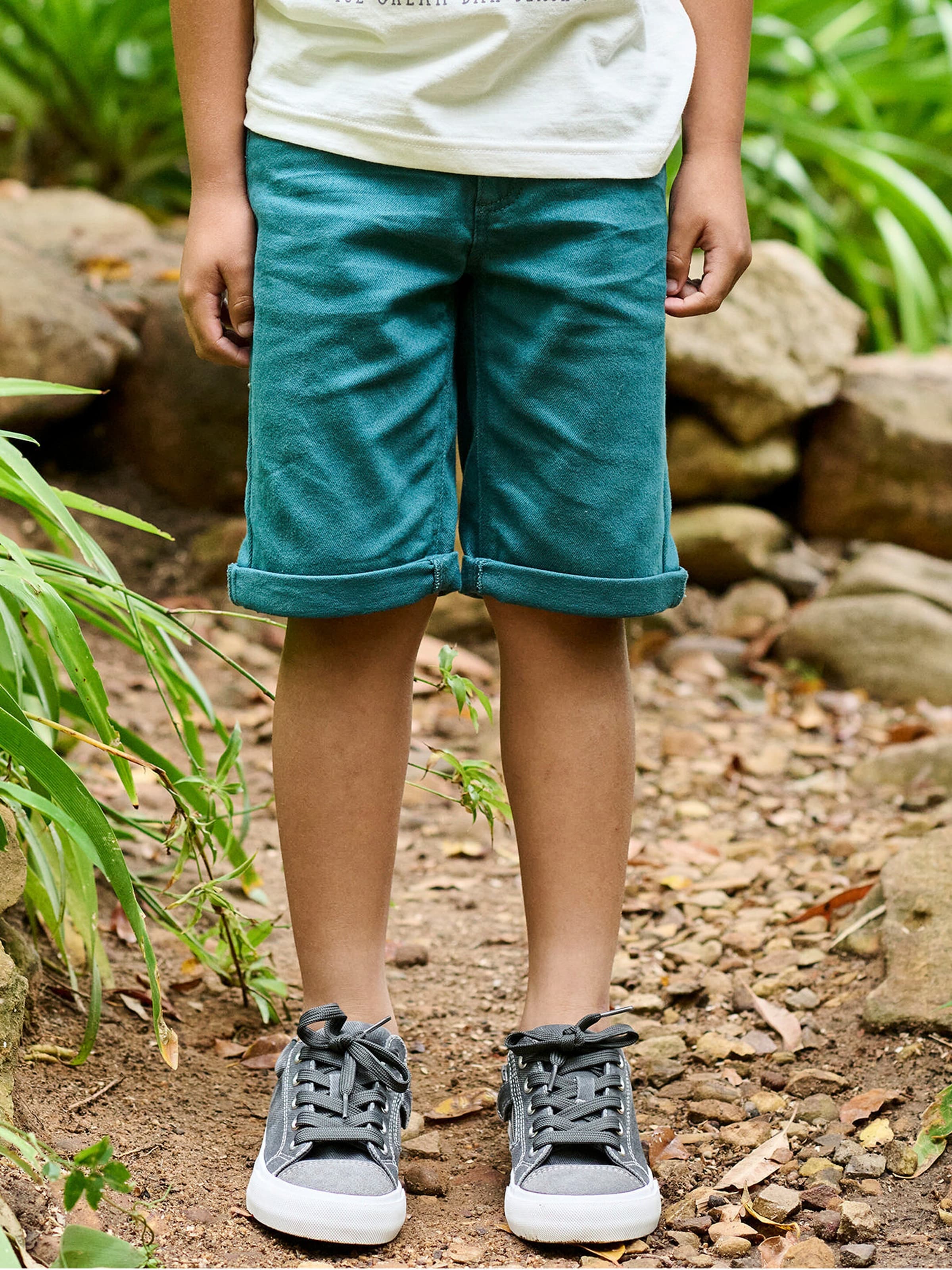 Vertbaudet Jungen Shorts, Bundweite verstellbar tannengrün