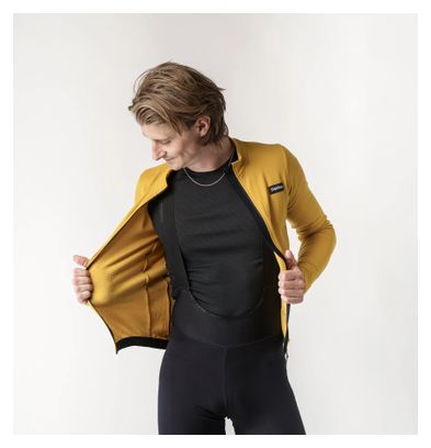 Maillot Manches Longues Gravelin Merinotech Thermal Jaune Moutarde