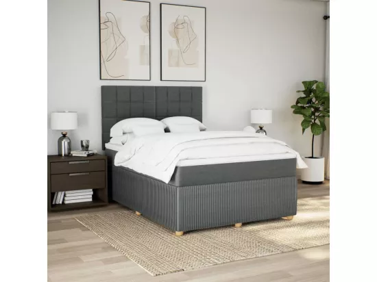 Sommier à lattes de lit avec matelas Gris foncé 160x200cm Tissu