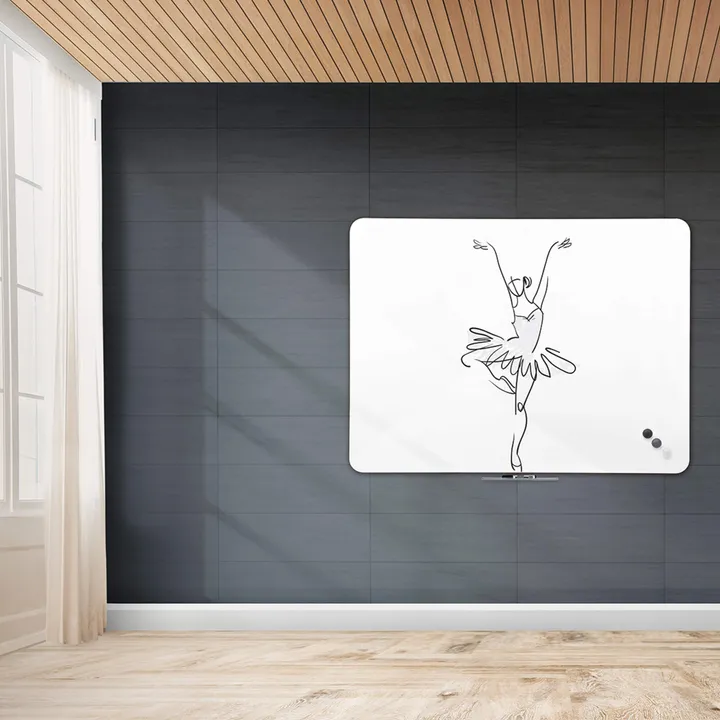 Whiteboard rammeløs 117x150 cm hvid - inkl. 30 cm pennebakke, 1 marker og 3 magneter