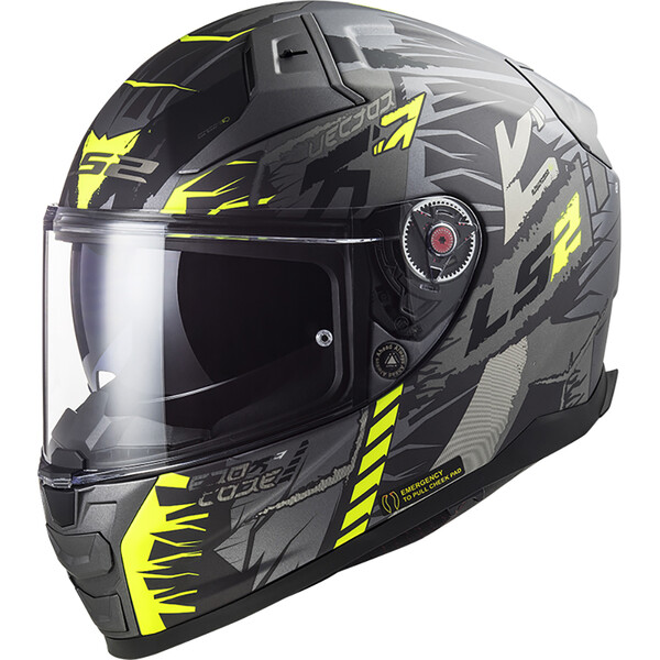 LS2 - Casque FF811 Vector II Techbot Titanium mat / Jaune fluo