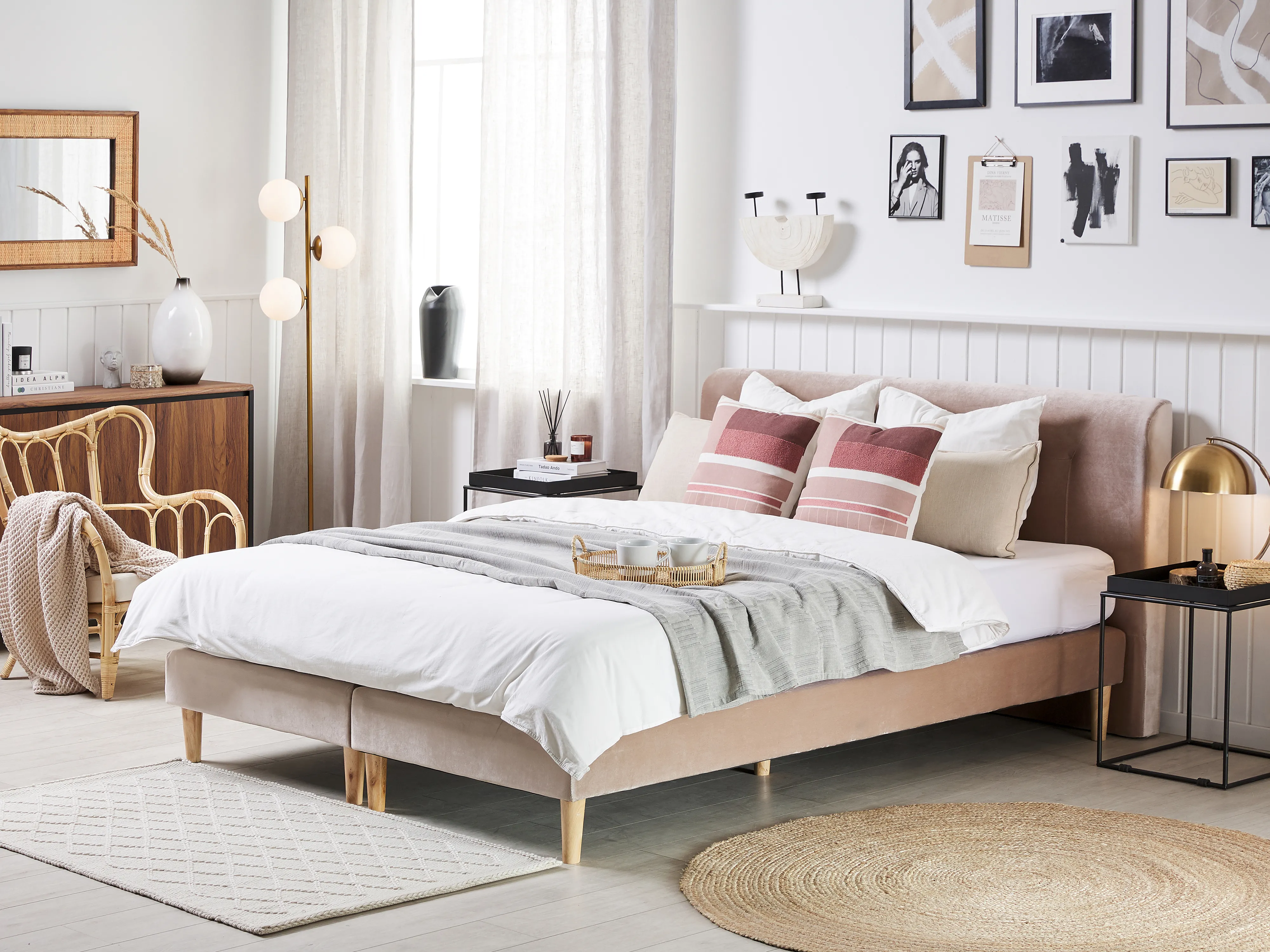 Boxspring Fluweel MARQUISE 180 x 200 cm Beige