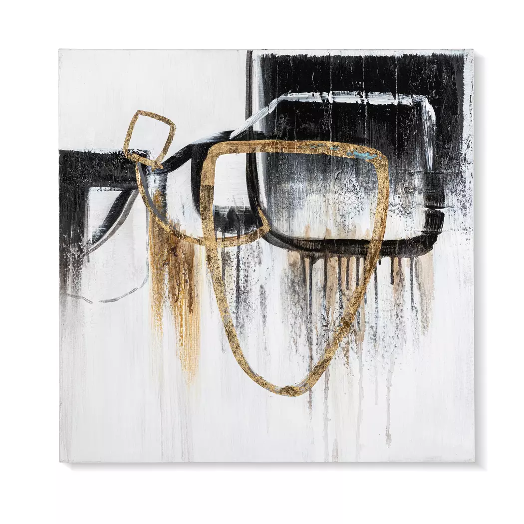 Wandbild 60 x 60 cm Abtrakt Schwarz - Gold II
