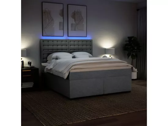 Sommier à lattes de lit avec matelas Gris clair 180x200cm Tissu