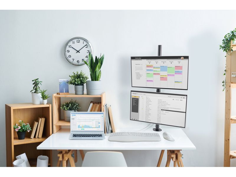 Kensington Vertikaler Dual Monitorarm bis 9 kg – Schwarz Tischhalterung für zwei Monitore in vertikaler Anordnung