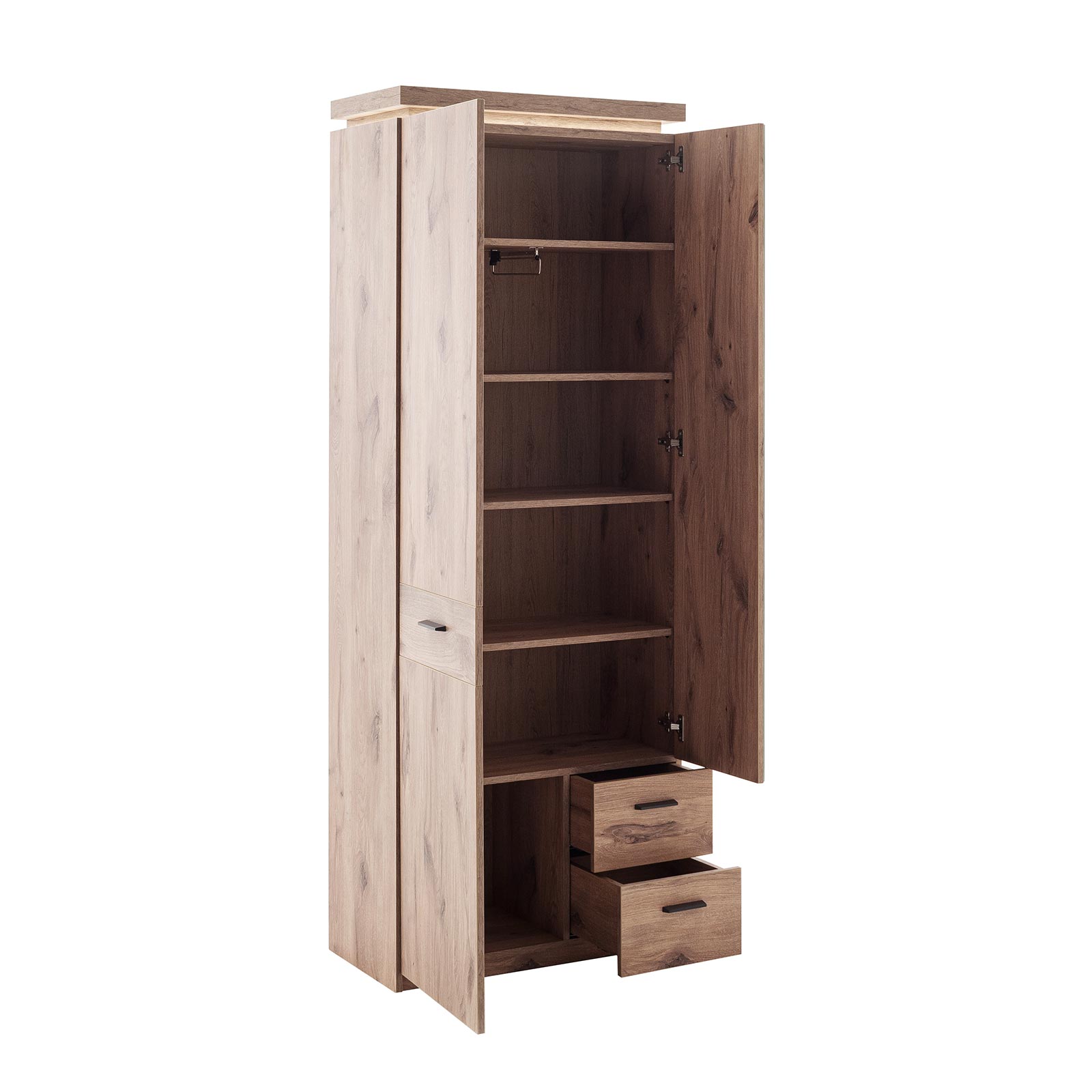 Garderobenschrank - Viking Oak - LED-Beleuchtung - 198 cm