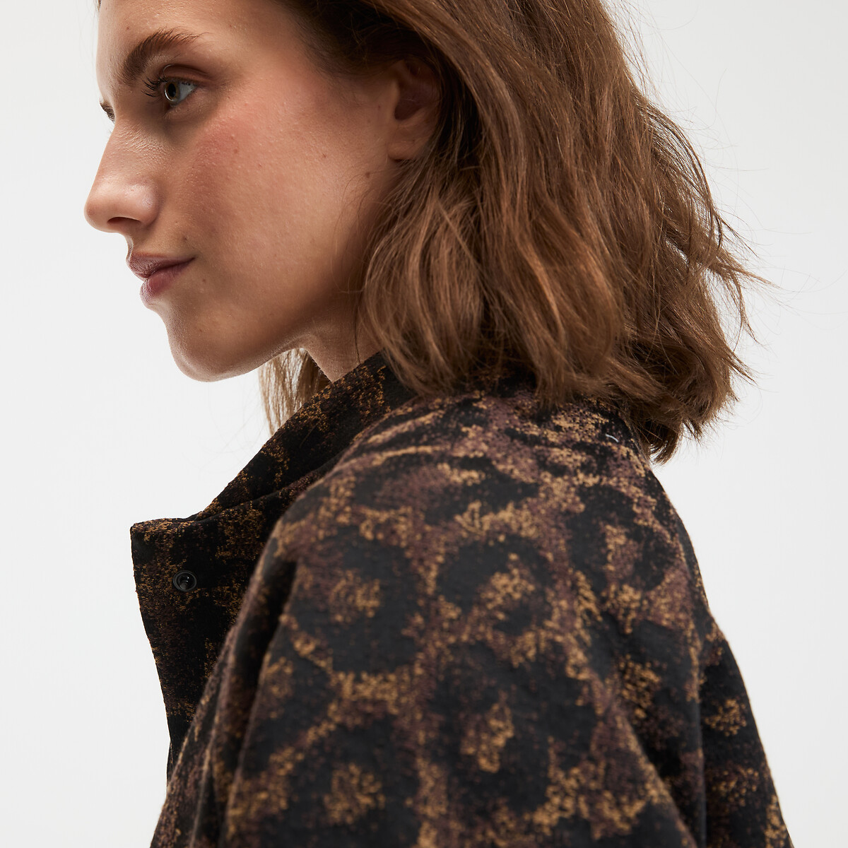 COLEÇÕES LA REDOUTE<br>Jaqueta bomber curta, corte oversized, jacquard de leopardo