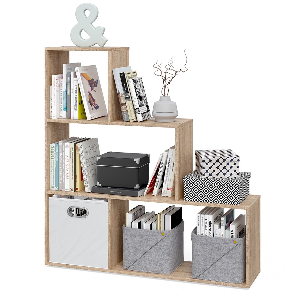 Vicco Treppenregal Asym Raumteiler Bücherregal Regal Wandregal 4 Fächer Sonoma