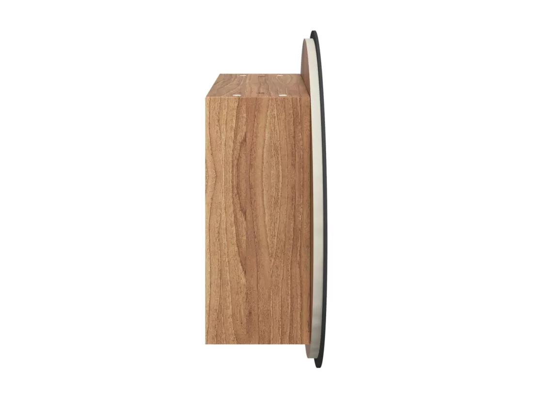 Armoire de salle de bain miroir rond et LED Chêne 40x40x17,5 cm