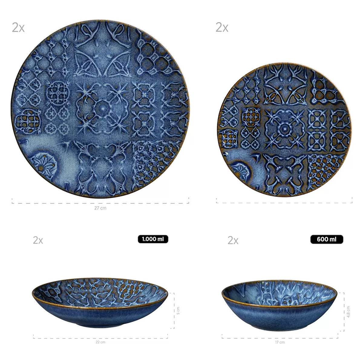 Kombiservice 8tlg. TRAD. TILES BLAU Blau