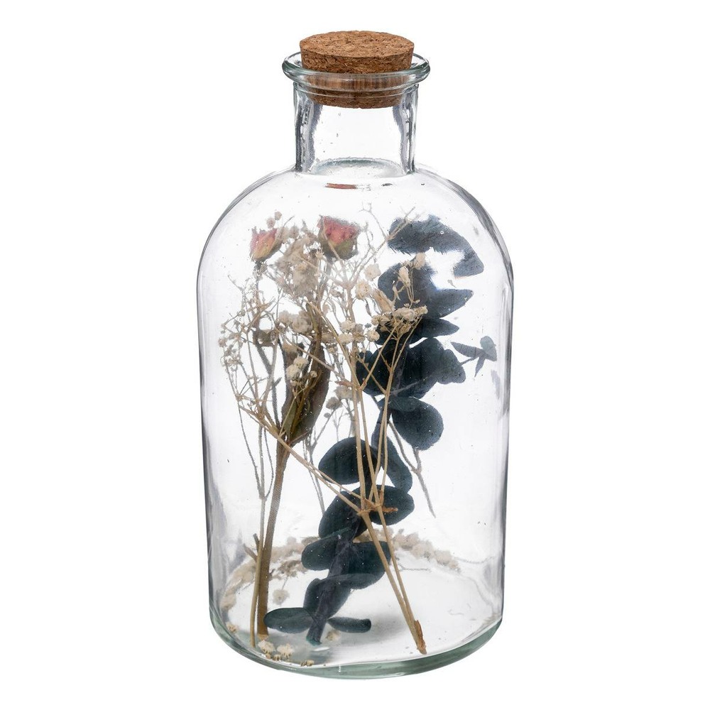 Fleurs séchées dans bouteille en verre d 10 x h 21 cm