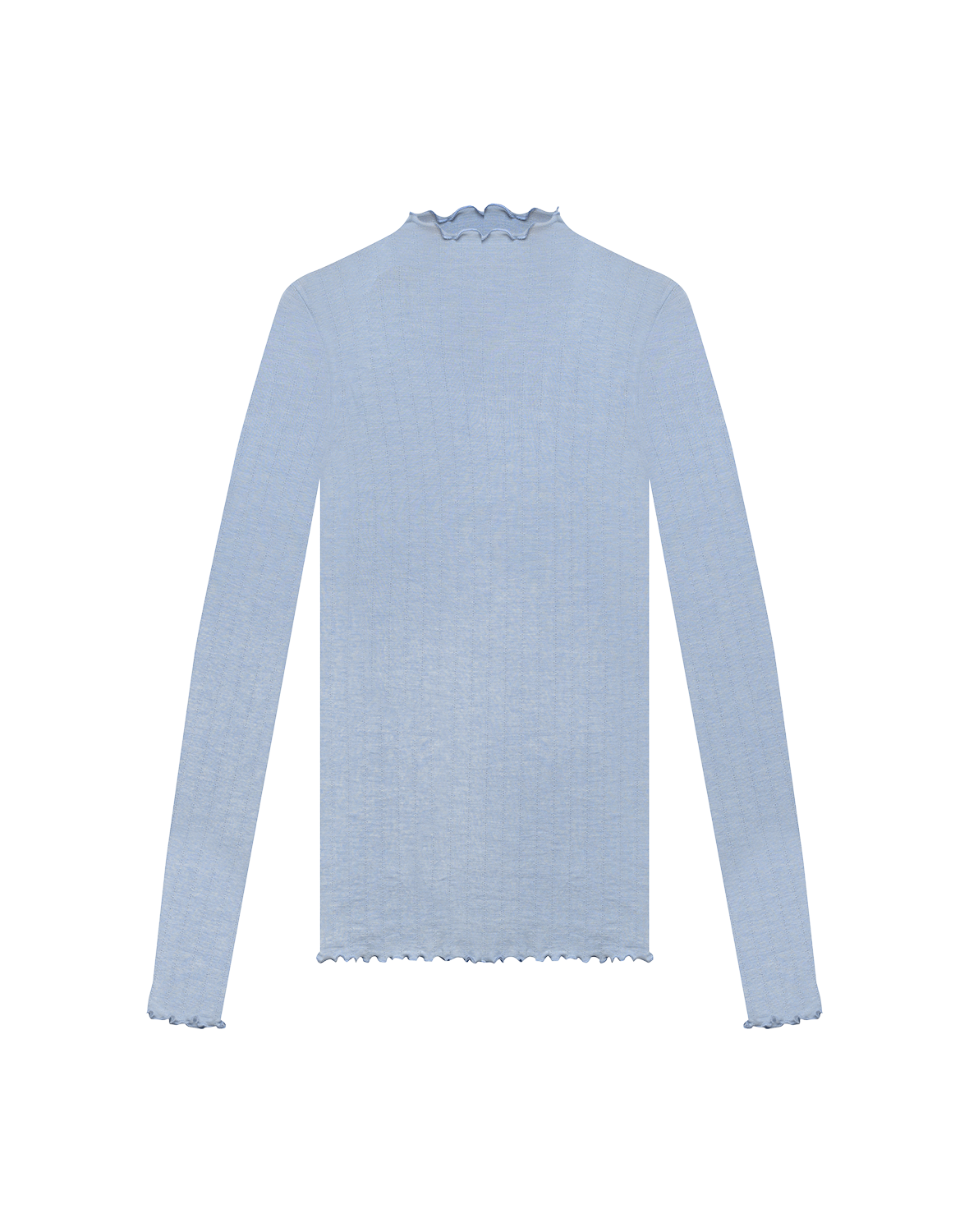 Pointelle shirt met hoge hals van merinowol/zijde voor dames