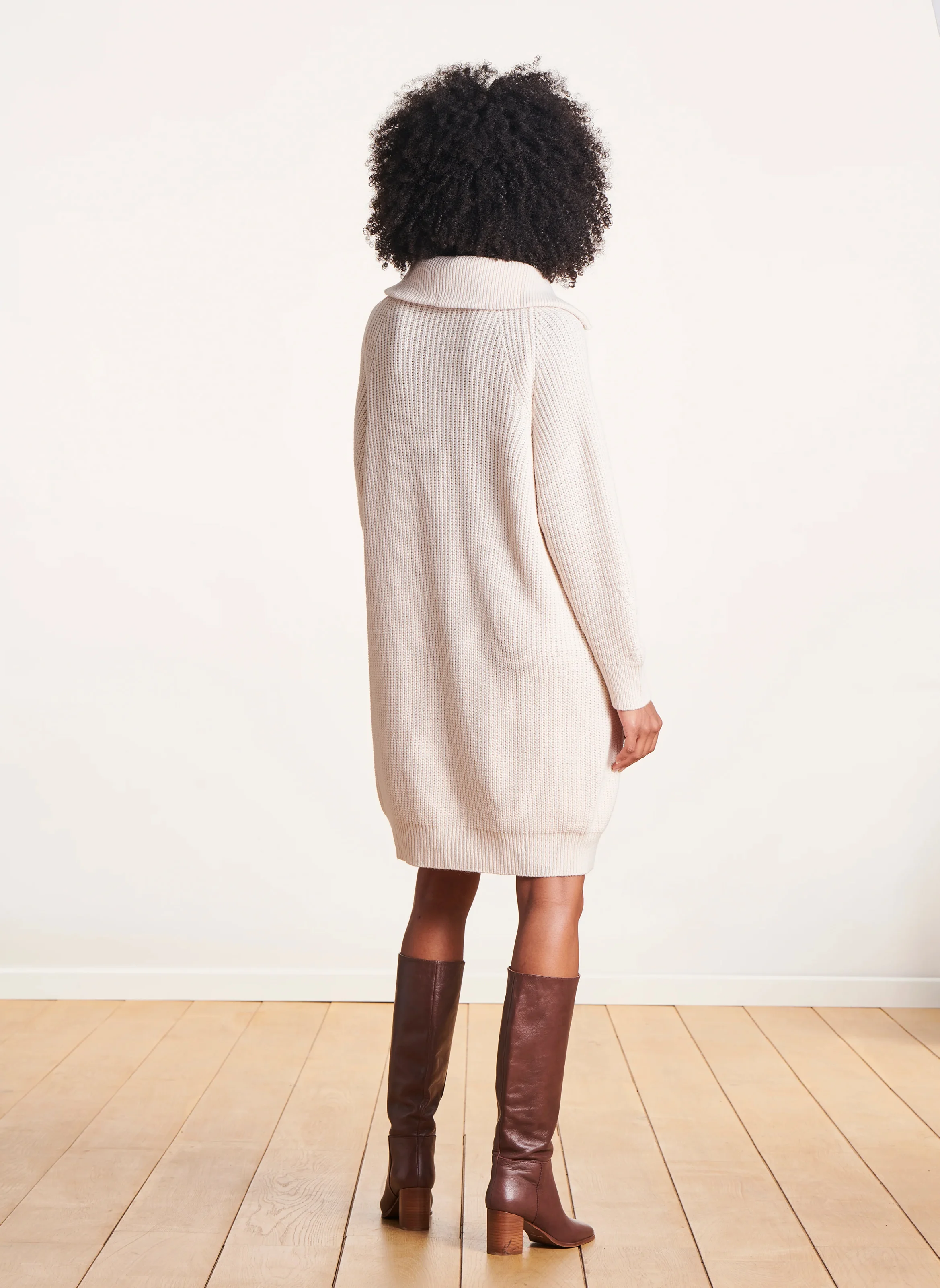 Robe pull ample à col camionneur | Blanc