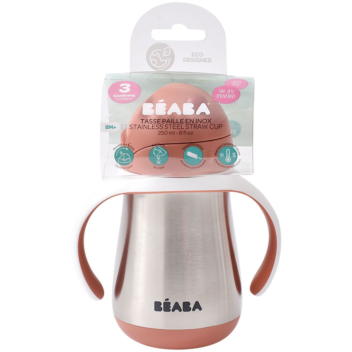 BeabaBeaba   Strohhalmtasse Inox terrakotta