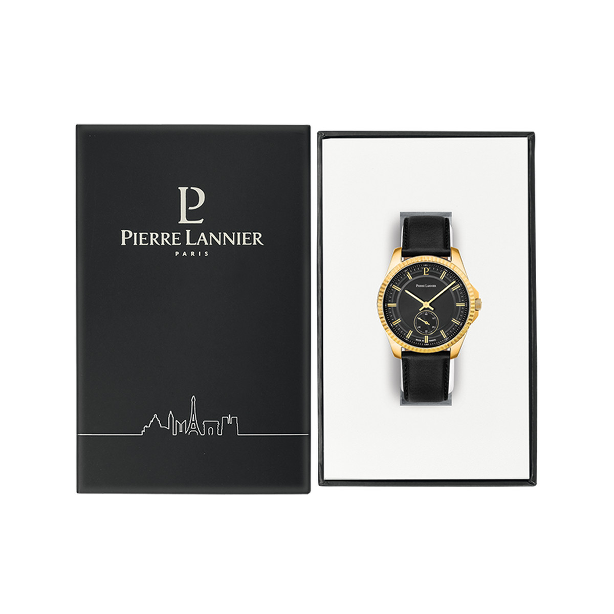 Montre PIERRE LANNIER Metropolitain homme bracelet cuir noir