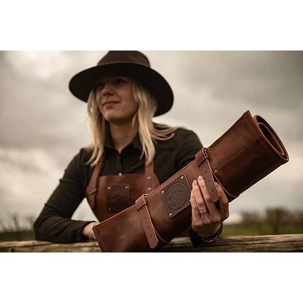 Trousse à couteaux artisanale en cuir 5 emplacements cognac Witloft