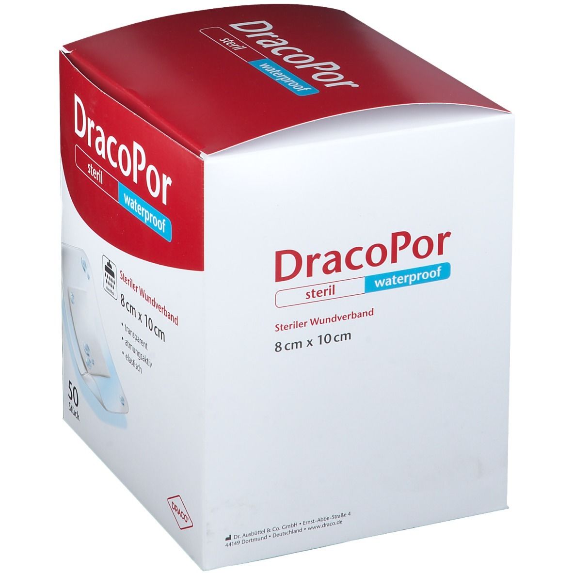DracoPor Waterproof Wundverband steril 8 x 10 cm