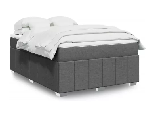 Sommier à lattes de lit avec matelas Gris foncé 160x200cm Tissu