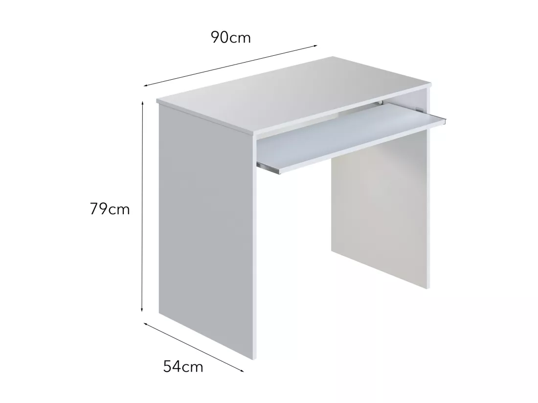 Dcapezz Desk, Bureau avec étagère, Table d'étude pour PC pour bureau ou chambre, Table d'étude, 90x54h79 cm, Blanc