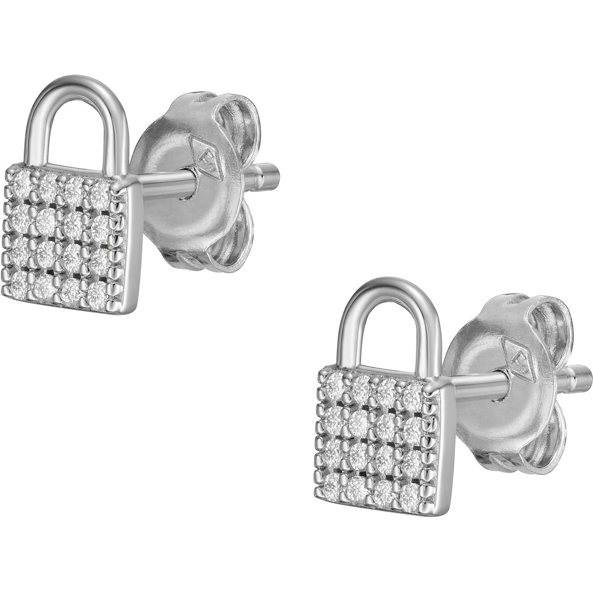 Boucles d'oreilles FOSSIL argent 925 cadenas et zirconias