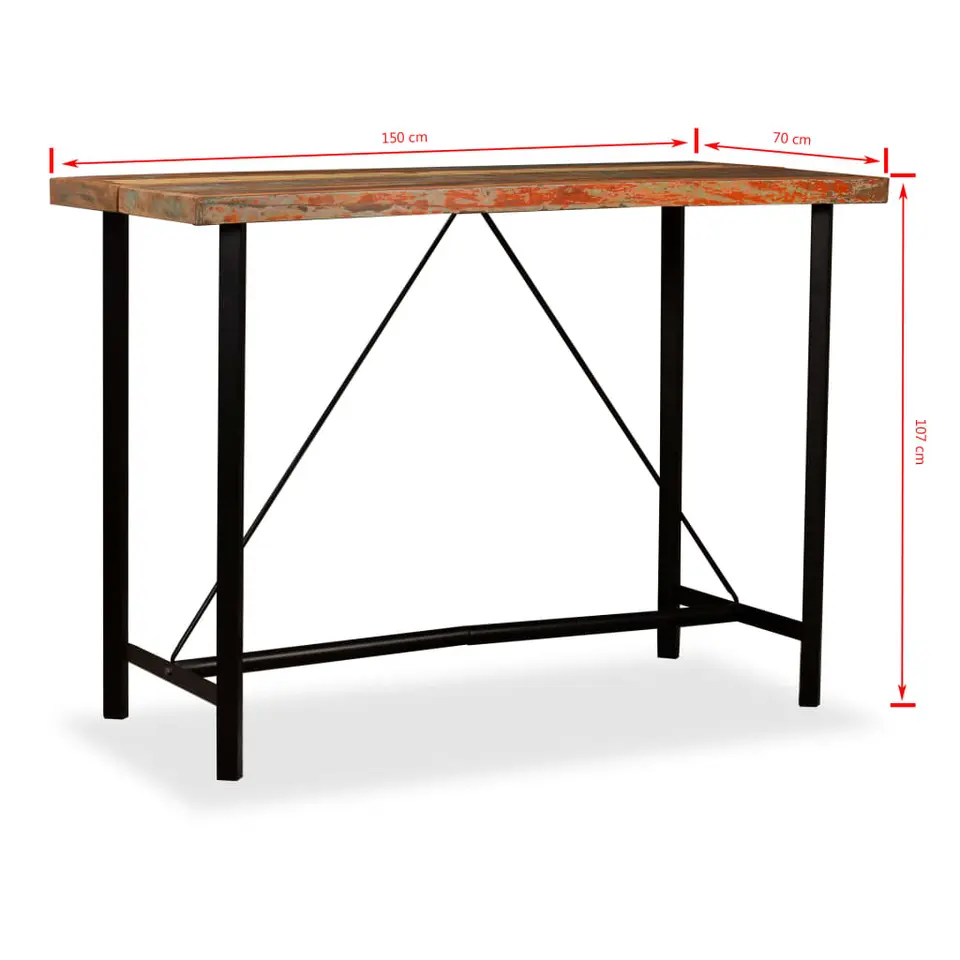 vidaXL - Bartafel - Bruin - Hout - 150 x 70 x 107 cm