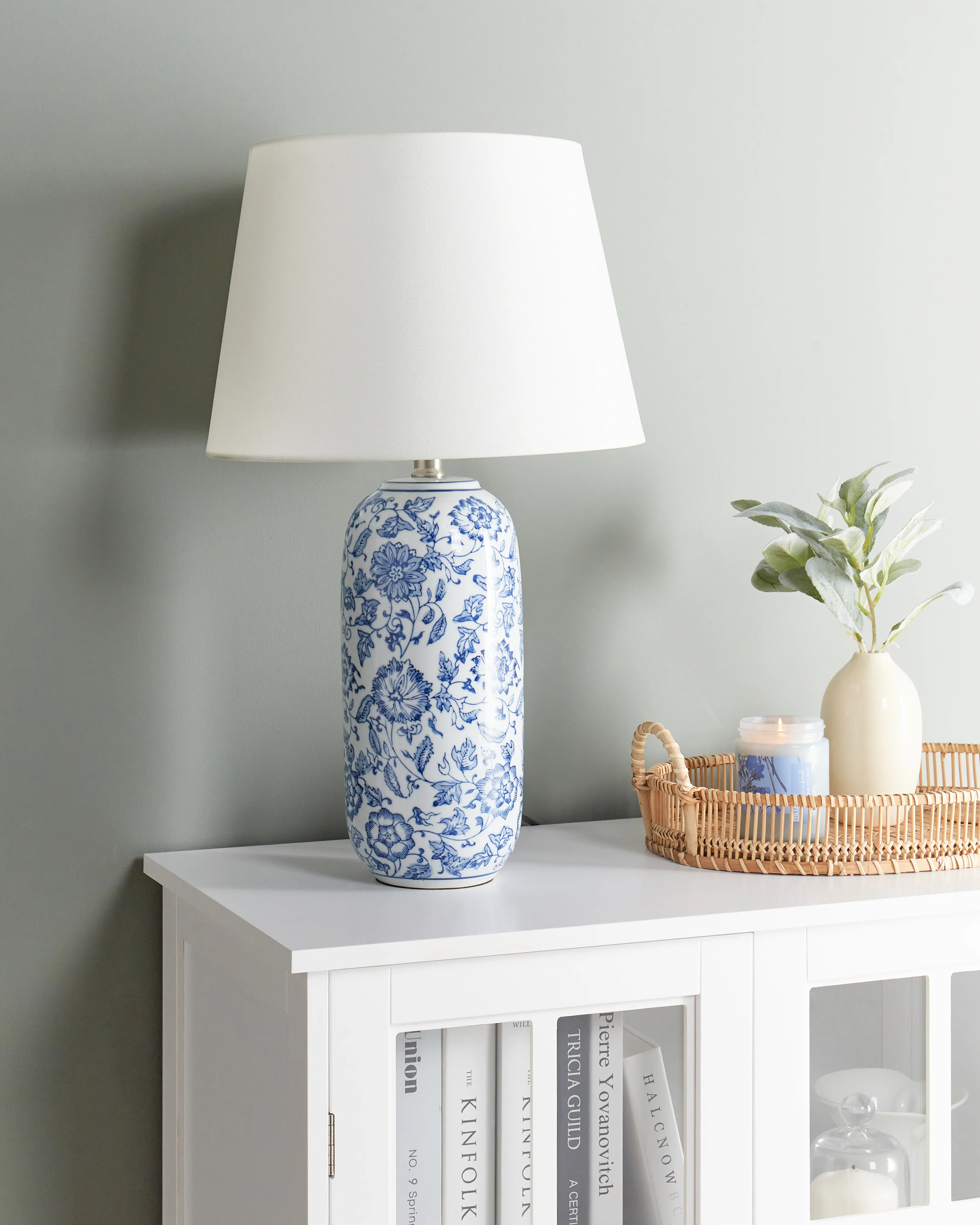 Tafellamp AIBONITO Porselein Wit/blauw