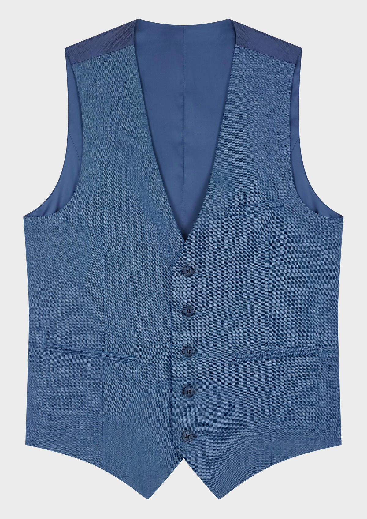 Gilet de costume en laine unie bleu céruléen