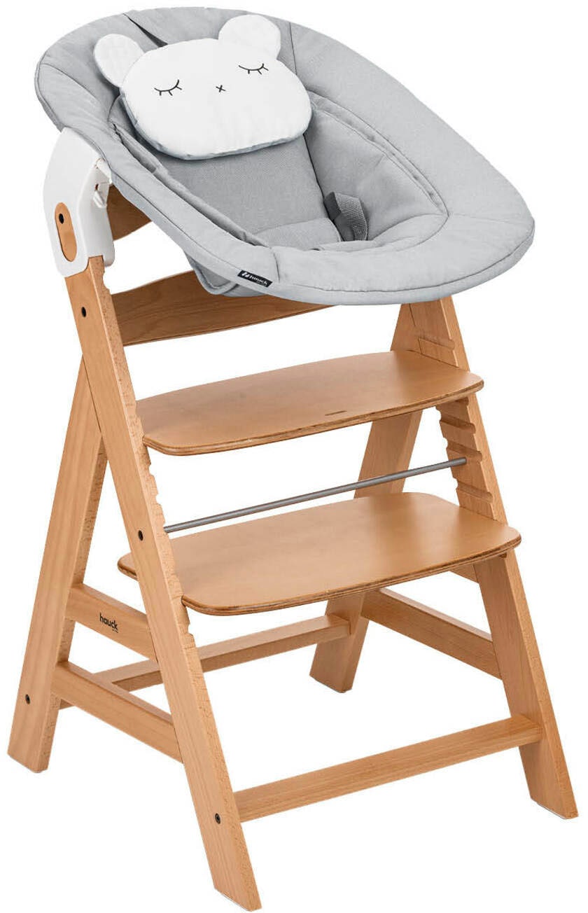Hauck Hochstuhl »Alpha Newborn Pre, Nature Grey« () mit Newborn Aufsatz