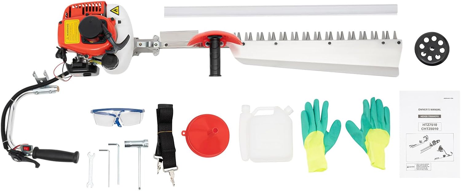 Heckenschere Benzin,650W 22.5CC 2-Takt Gartenbuschtrimmer,7500r/min Einseitige Heckenschere Klinge Länge 70cm Hand-Zug-Start,Für Häusern, Höfen, Gärten
