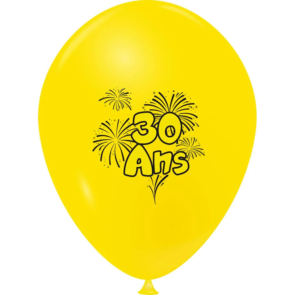 Ballon de baudruche anniversaire 30 ans multicolore x10
