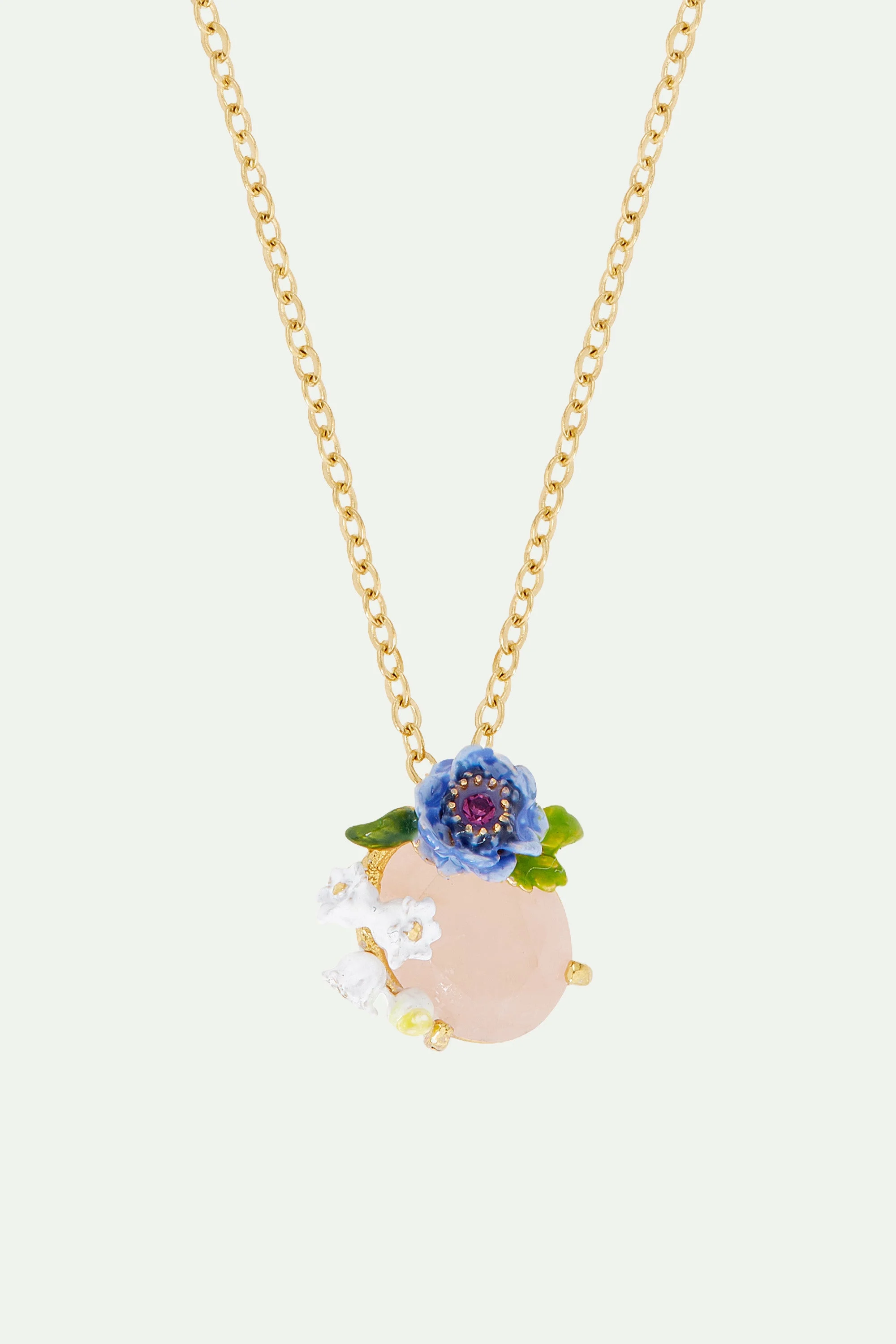Collier pendentif quartzcomposition florale | Multicolore