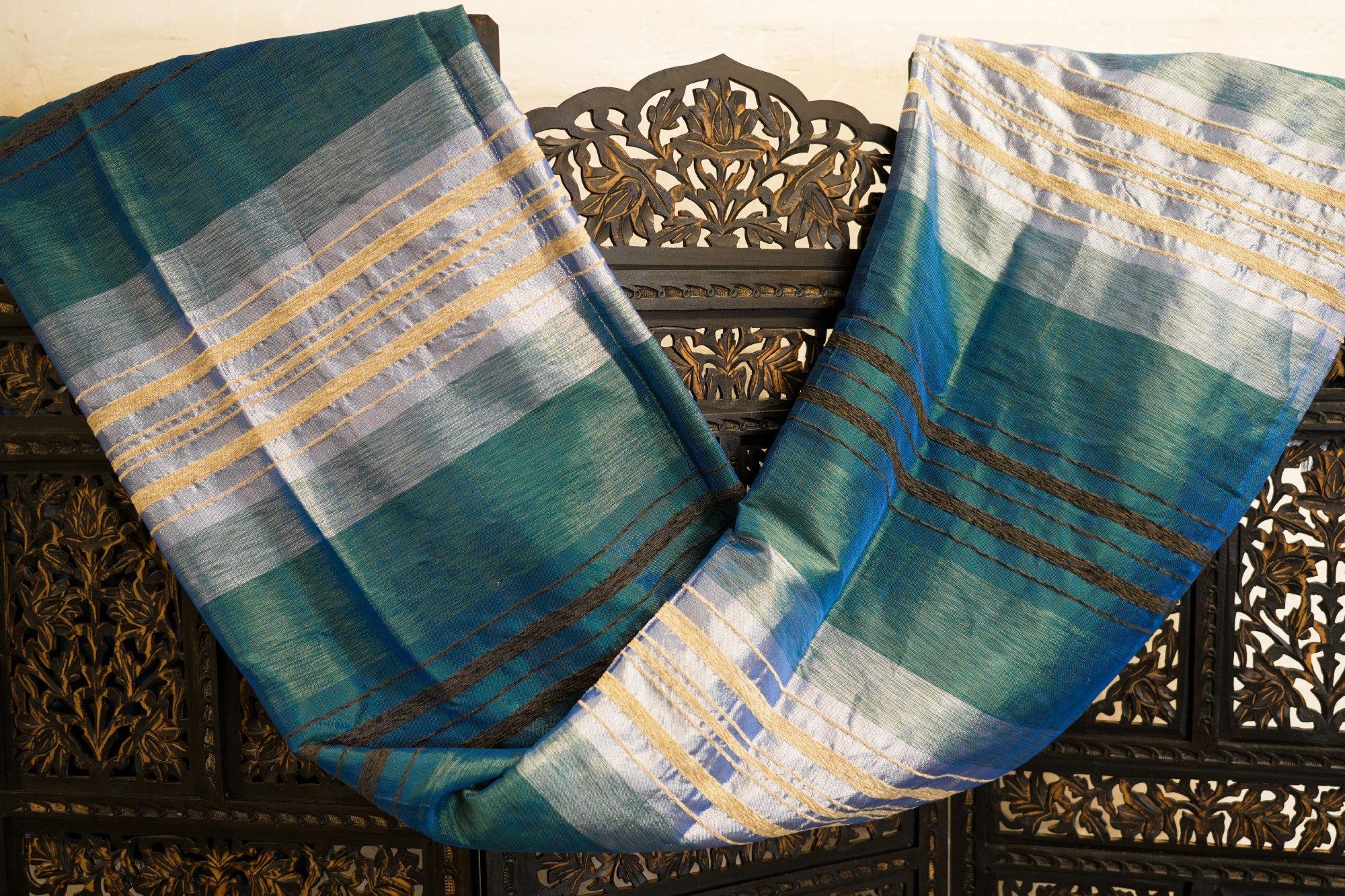 Decke aus Sabra, blau, T 300 cm, B 200 cm von fischer's lagerhaus