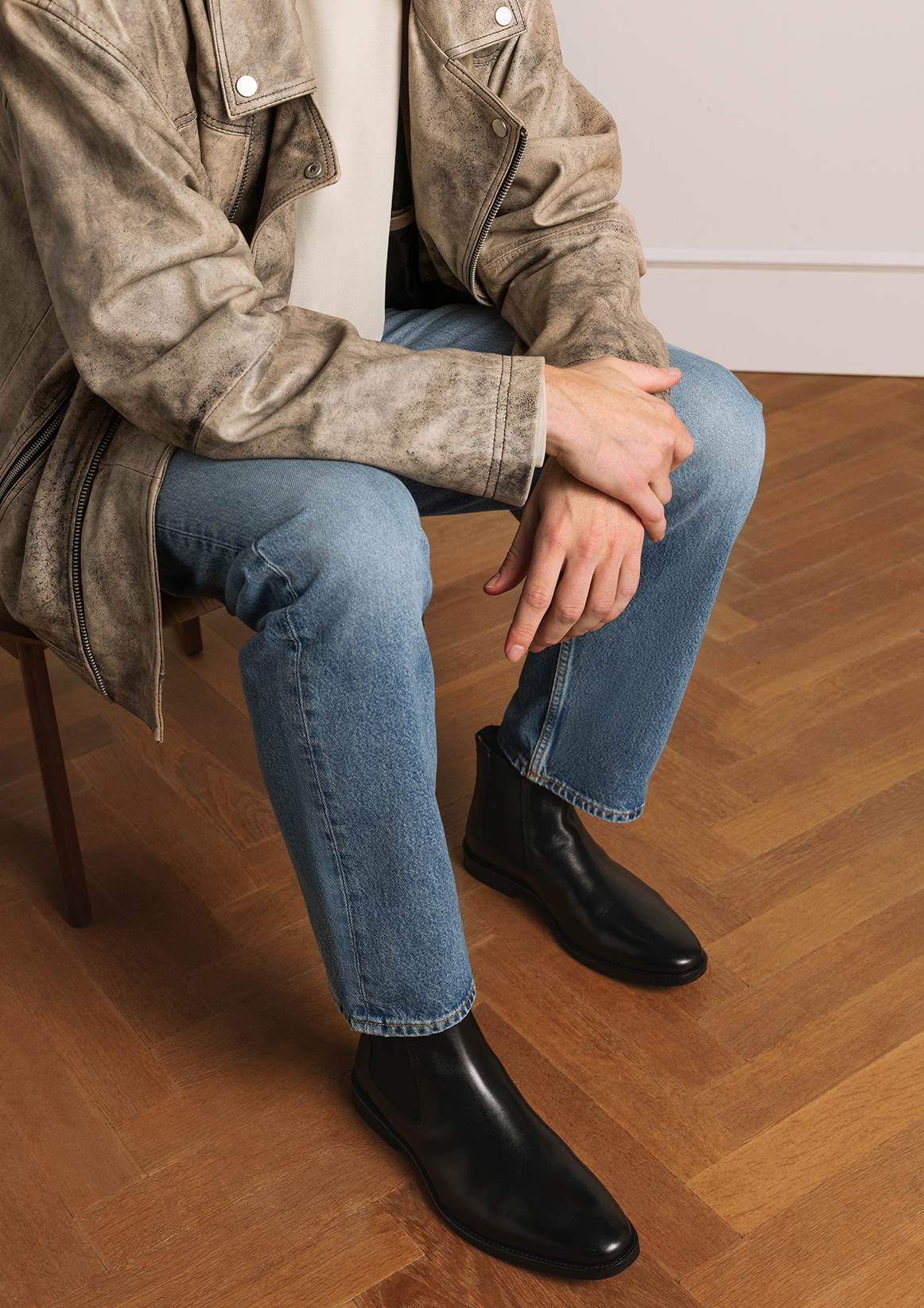 Zwarte leren chelsea boots