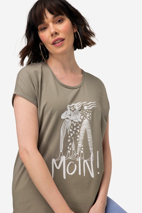 T-Shirt, oversized, Frauen Motiv, Rundhals