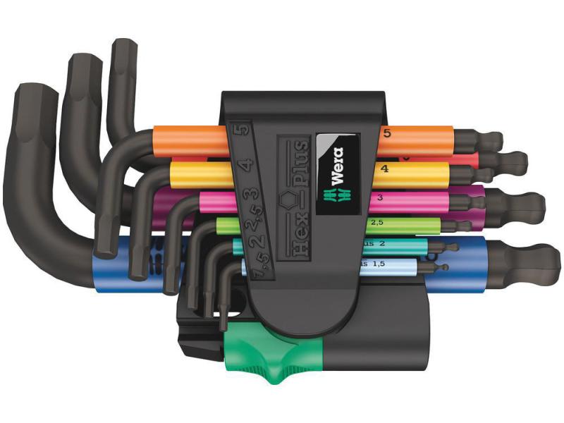 Wera Winkelschlüssel-Set 950/9 Hex-Plus, Innensechskant 950/9 Hex-Plus Multicolour 2 Winkelschlüsselsatz, metrisch, BlackLaser