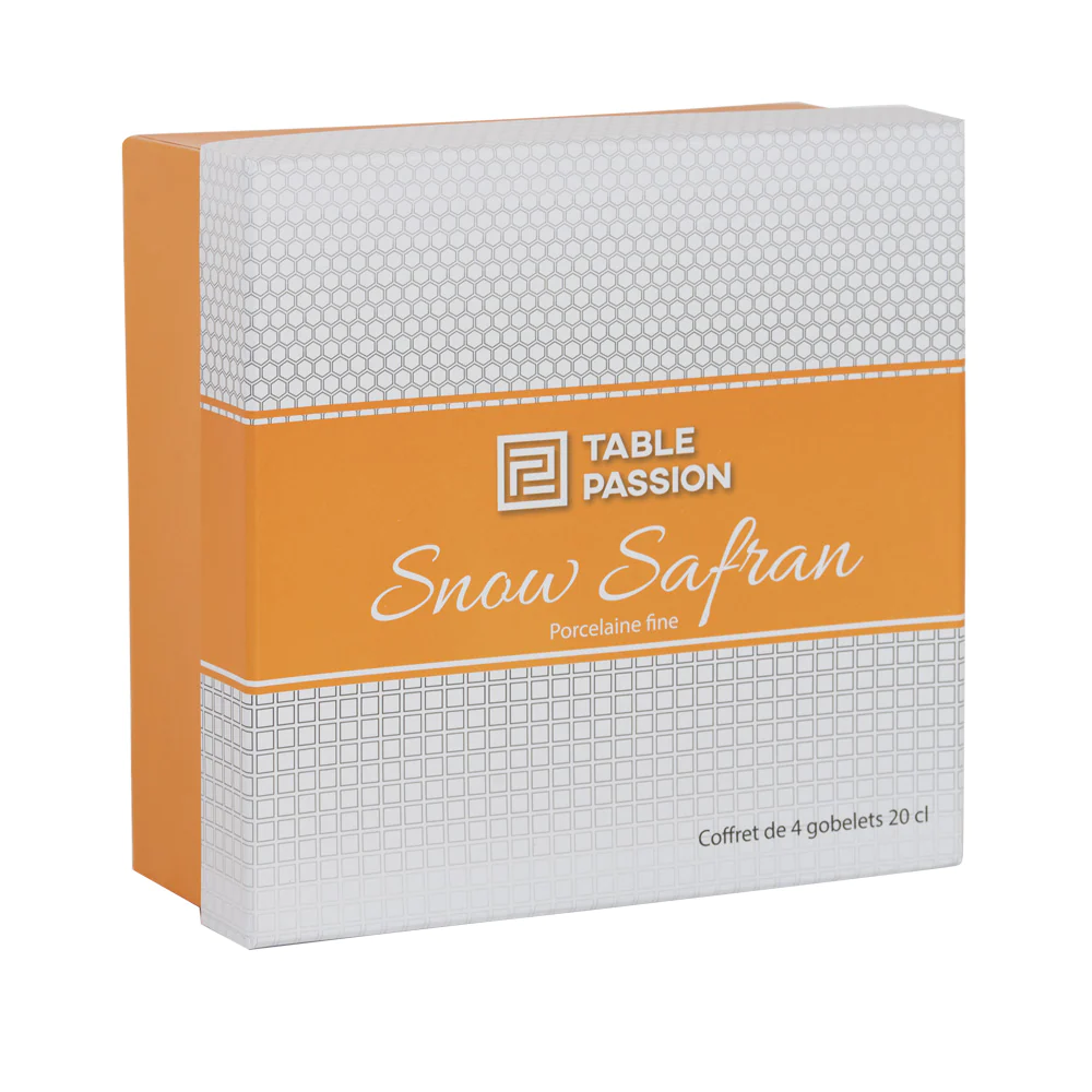 Coffret de 4 gobelets à thé 20 cl Snow safran Table passion