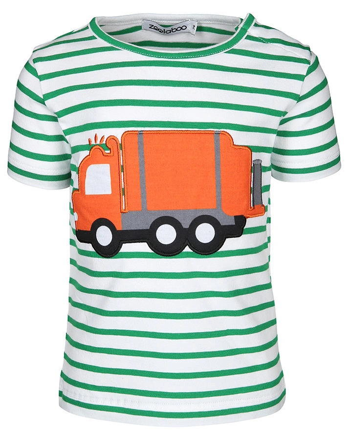 T-Shirt MÜLLAUTO MAMPFI in weiß/grün gestreift