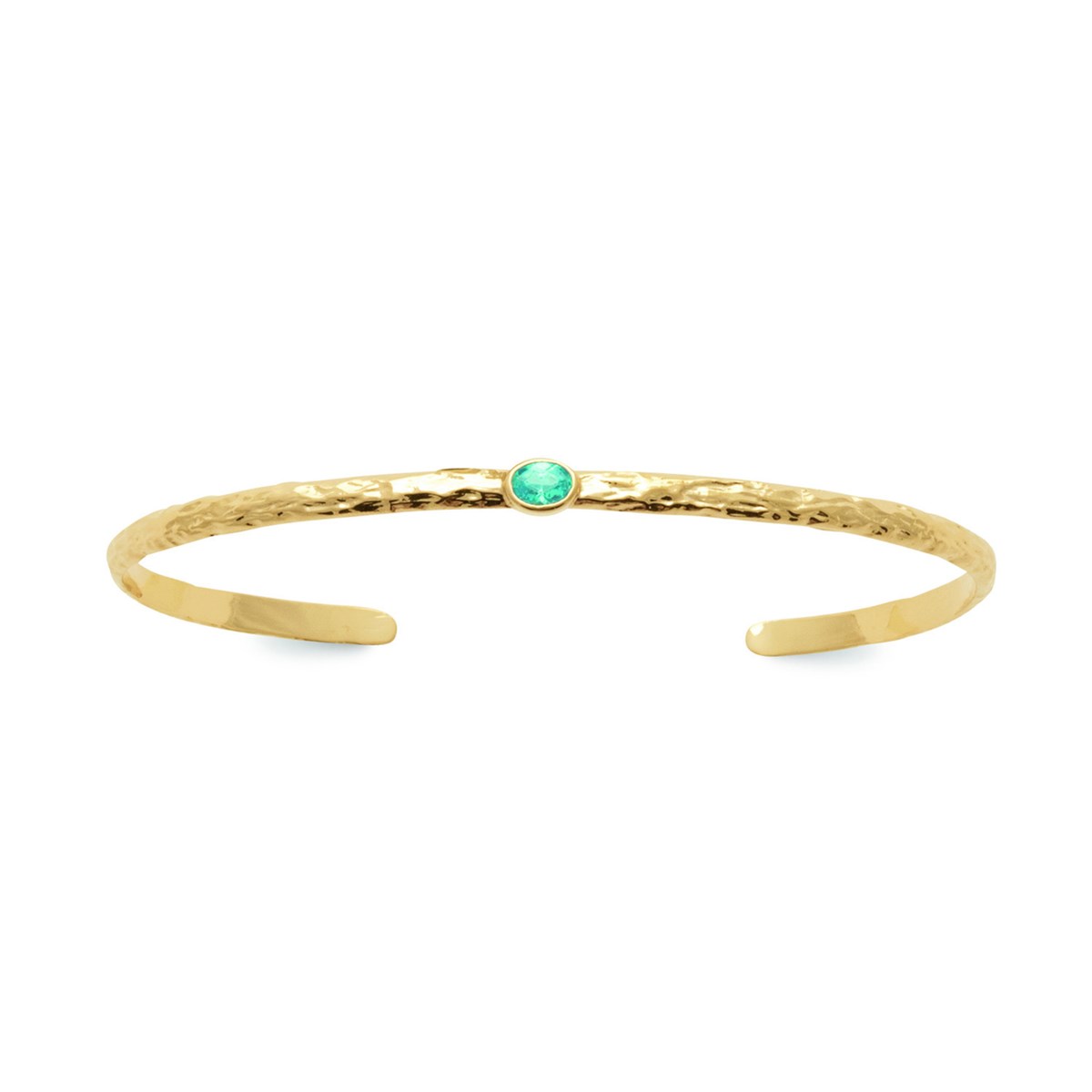 Bracelet jonc Brillaxis pierre bleue plaqué or