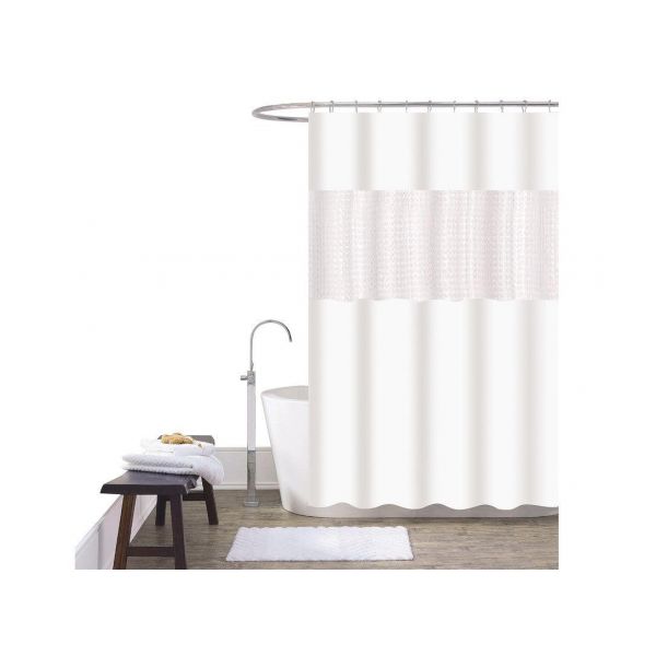 Bod Home Cortina de Duche em Patchwork 180×180cm 400g 100% Poliéster Branco