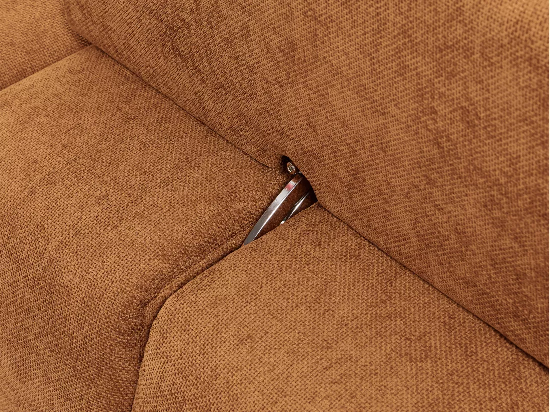 Fauteuil d'angle dossier avance-recule en tissu texturé terracotta APOLIU