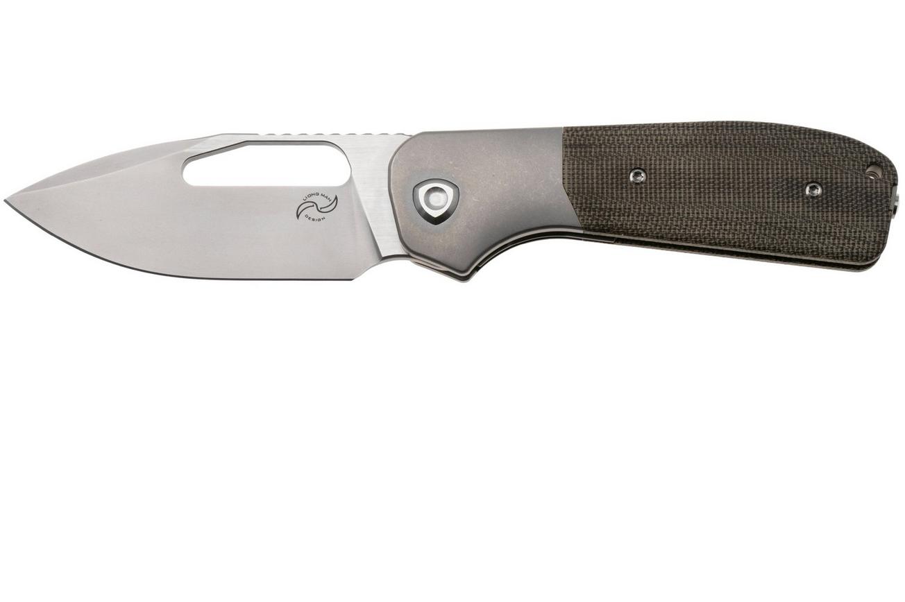 Liong Mah Field Duty 3.5 Bead Blasted S90V, Green Micarta Titanium, zakmes