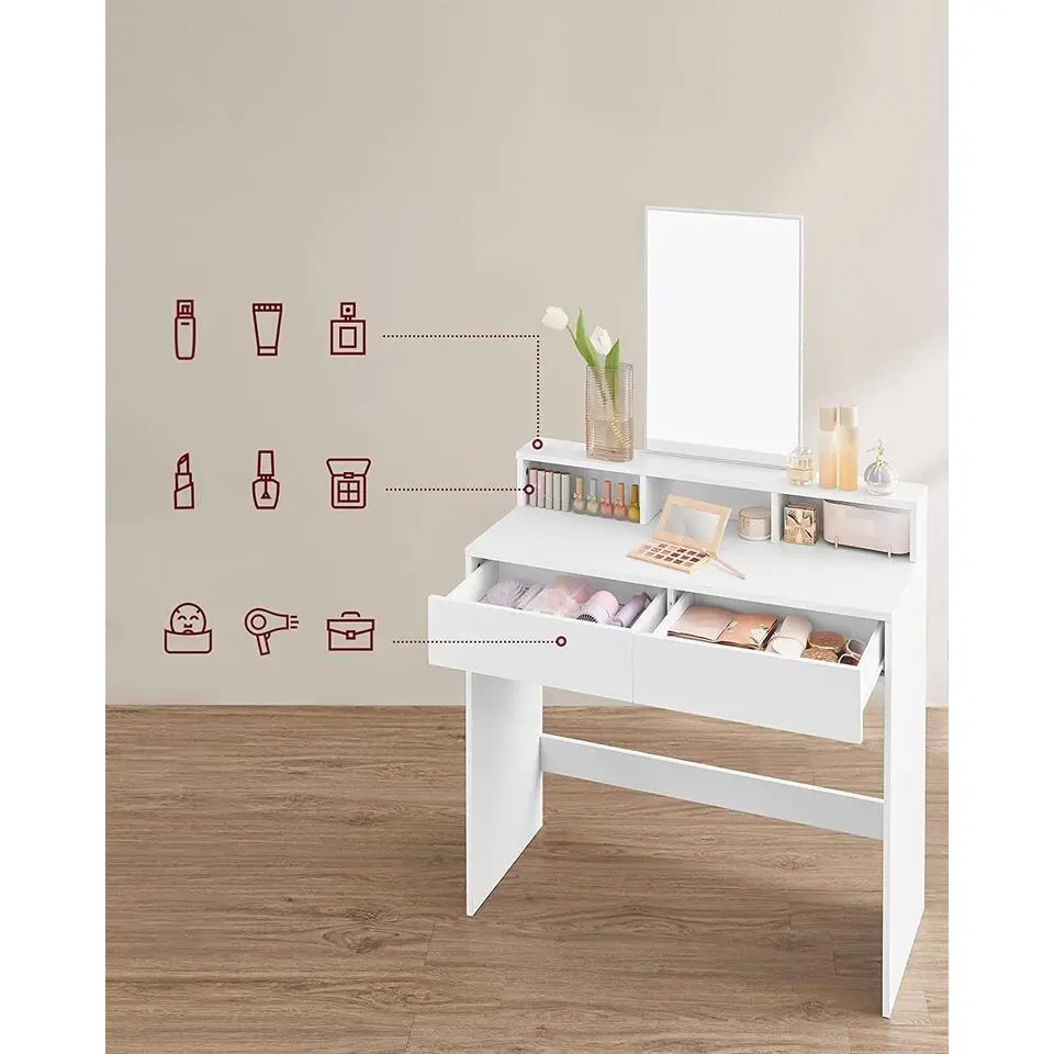 Bobbel Home - Kaptafel met rechthoekige spiegel - Wit