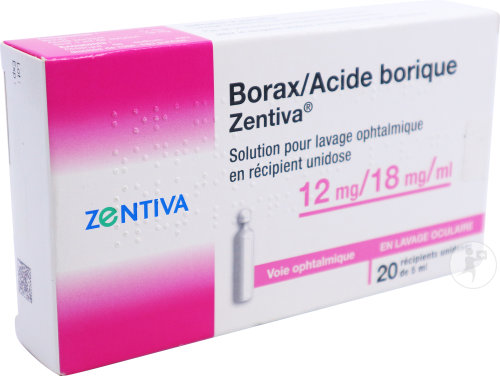 Zentiva France Borax Acide Borique Zentiva 12mg/18mg/ml Solution Pour Lavage Ophtalmique 20 Unidoses