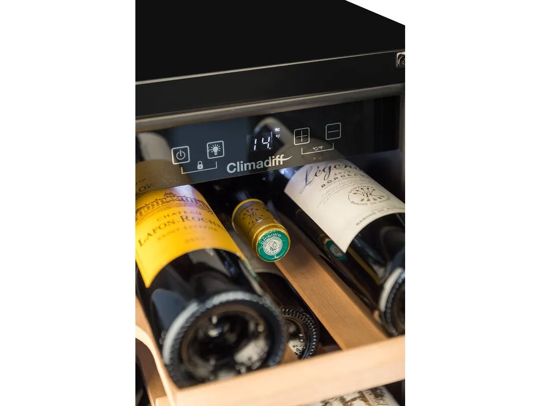 Climadiff CBU20S2B, Vin køleboks, Fritstående, 20 flaske(r), 58 W, F, Sort