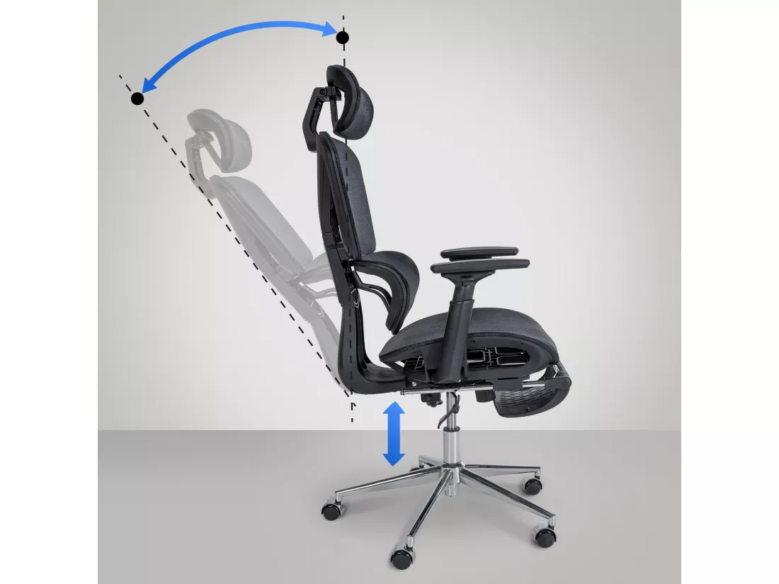 Chaise de bureau - Tissu & Plastique - Noir - Grover