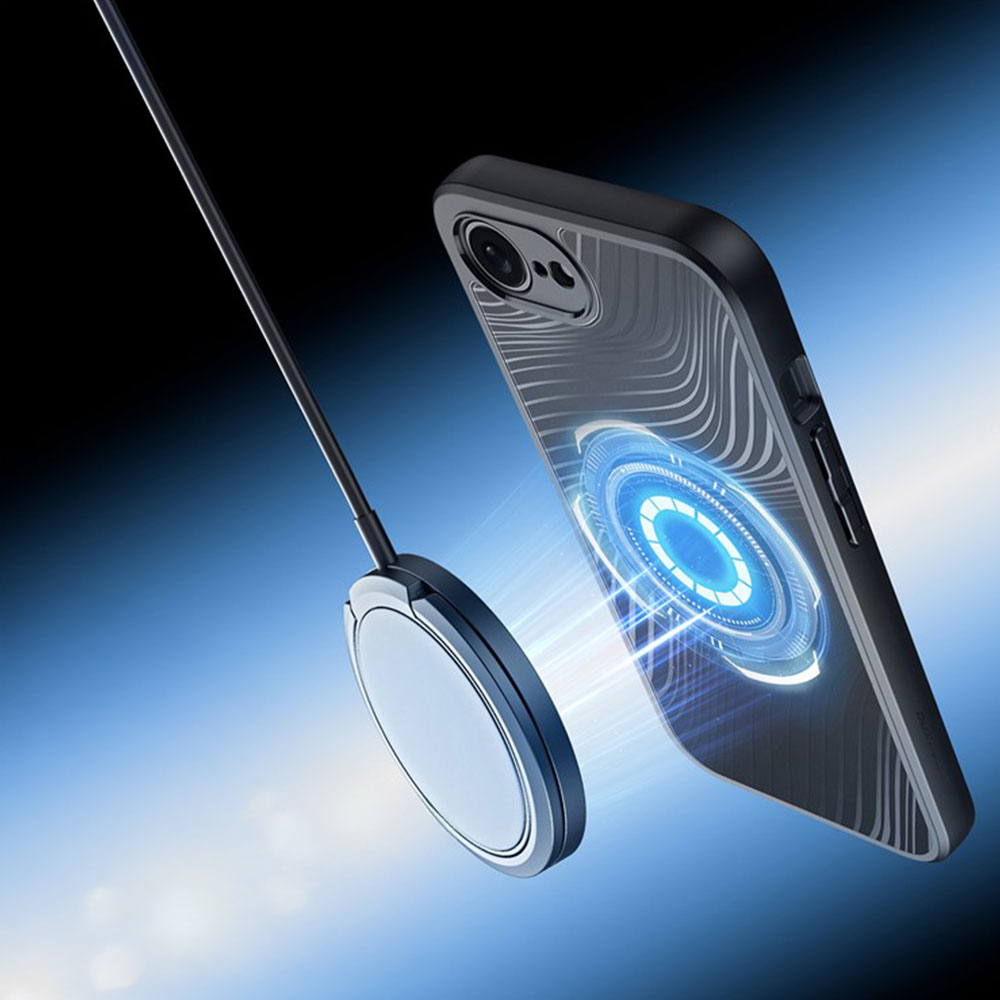 iPhone 16e MagSafe Hybrid Hardcase Hülle TPU Bumper   Kunststoff Rückseite mit Kameraschutz - Schwarz / Transparent
